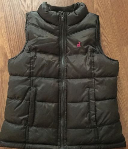 Old Navy Girls Small Vest Jacket Brown fleece lined zip front