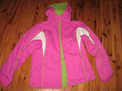 GIRLS PINK GREEN LONDON FOG SNOW SKI JACKET COAT FLEECE LINED L 16 18