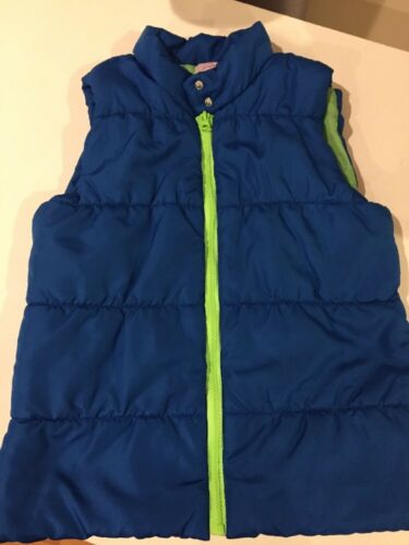 Grane Girls Down Puffer Vest Royal Blue and Green Size Large 10/12 EUC