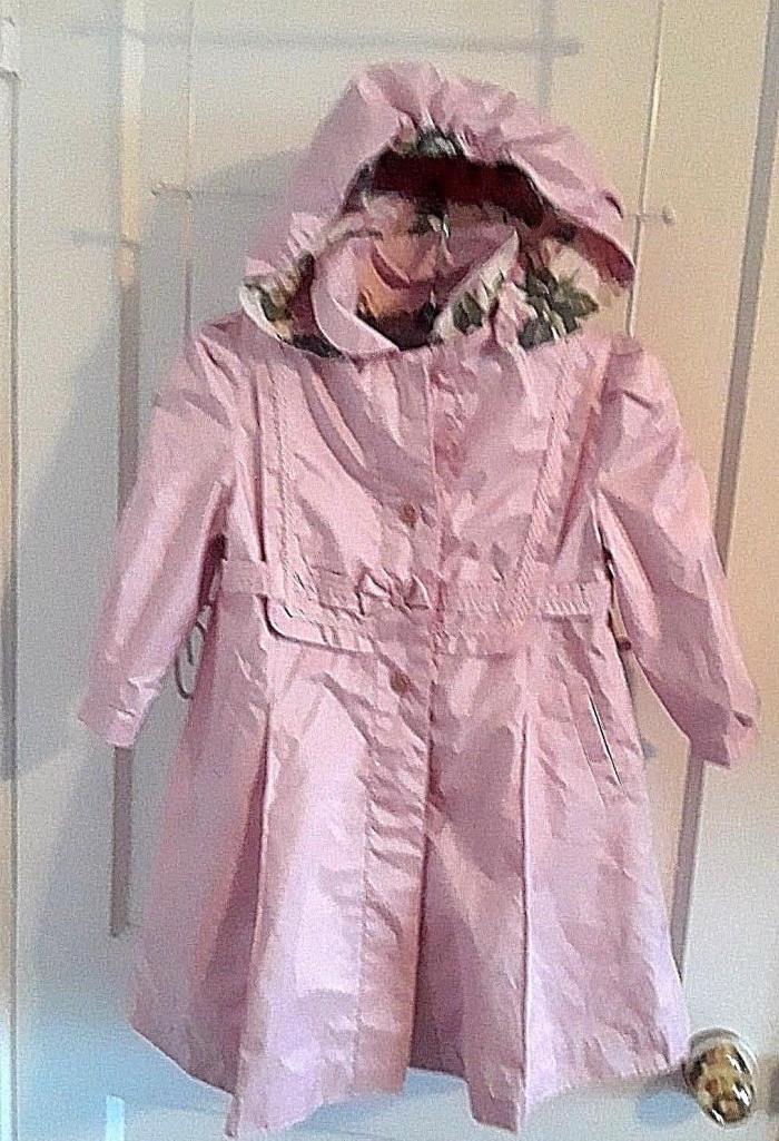 Girl's ROTHSCHILD Size 4T Pink Coat Jacket w/ Detachable Floral Lined Hood