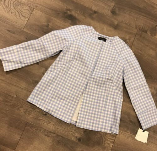 Victoria Beckham Girls Jacket Size L Large Gingham Blue Plaid Nwt