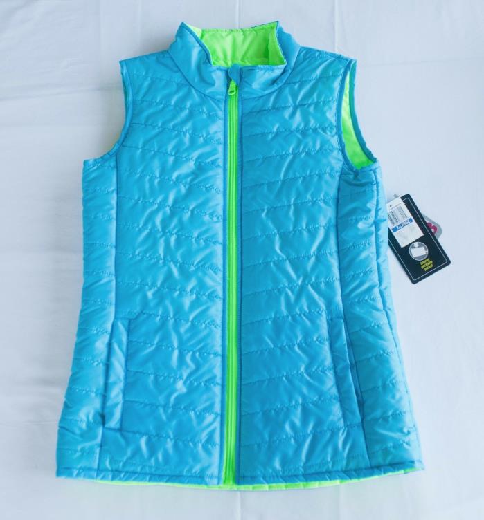 NWT Layer 8 Girls XL Packable Reversible Blue/Green Lightweight Quilted Vest