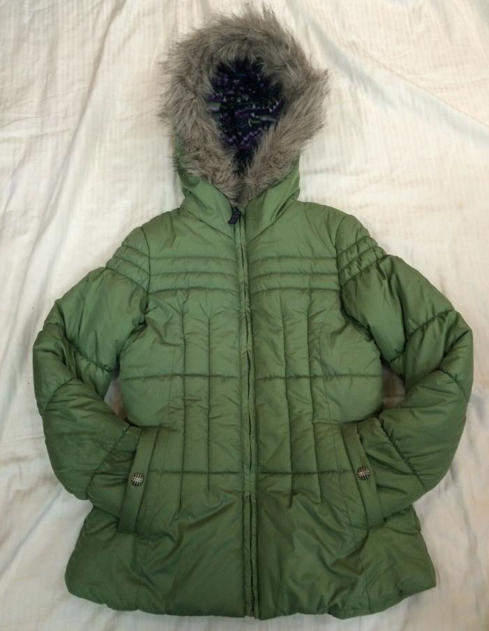 London Fog Girls Size M (10/12) Hooded Green Puff Jacket