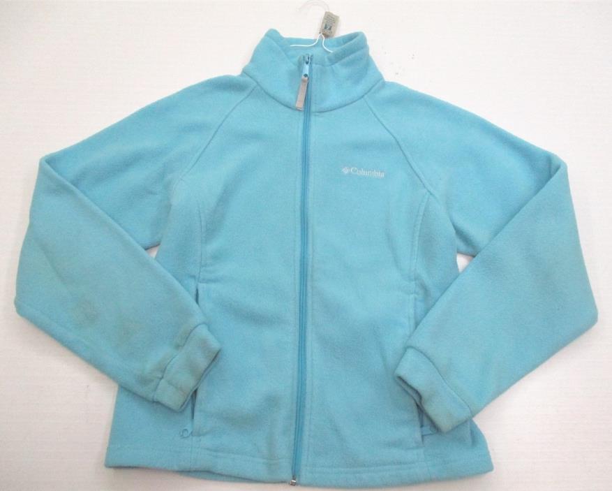 COLUMBIA #K7926 Girls Youth Size 14/16 Warm Zip Up Light Blue Fleece Jacket