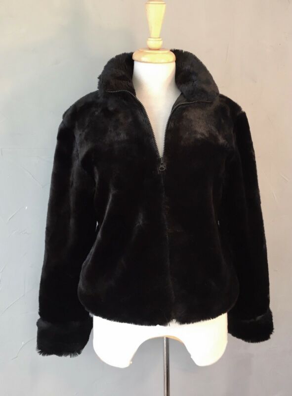 KIDS GAP Girls Black Faux Fur Cozy Jacket Coat NWOT Size XXL 14/16