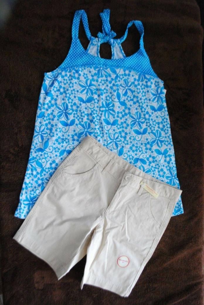GIRLS SIZE 12 TUNIC TANK TOP & BERMUDA ADJUSTABLE WAIST SHORT CLOTHING SET - NEW