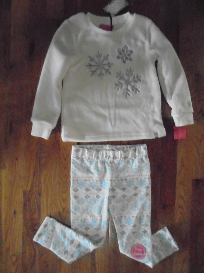 2 PC FA LA LA SET LONG SLEEVE PULLOVER/LEGGING GIRLS 4 WHITE /MULTI NWT