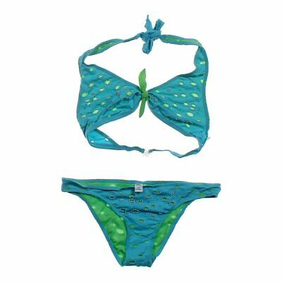 M & D Girls Bikini Set, size 14,  turquoise,  nylon, spandex