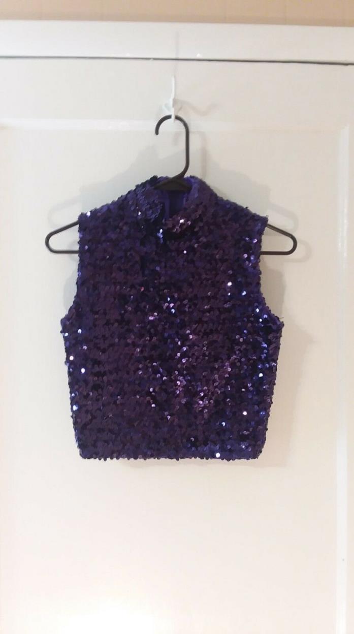 Cheer leading sequined top, dance line shirt, bust sz. 32.Pep Threads purple