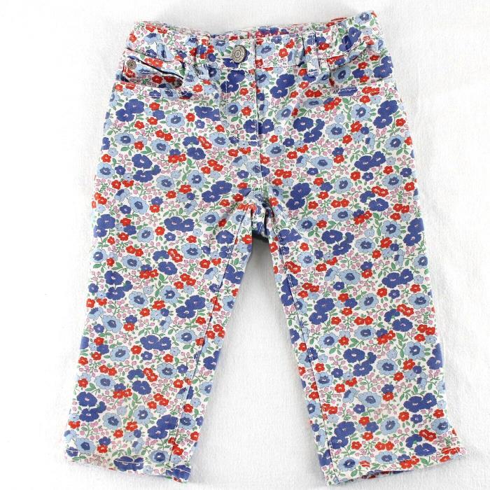 Mini Boden Capri Cropped Pants Girls Sz 4 Blue Red White Floral Adjustable Waist