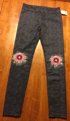 New Girl's Youth Marvel Captain America Yoga Pants Capris Size Large 10-12 NWT