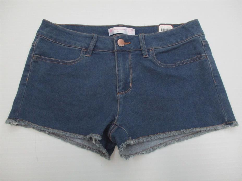 new NO BOUNDARIES SH7439 Junior Girl's Size 11 Fringe Stretch Blue Denim Shorts