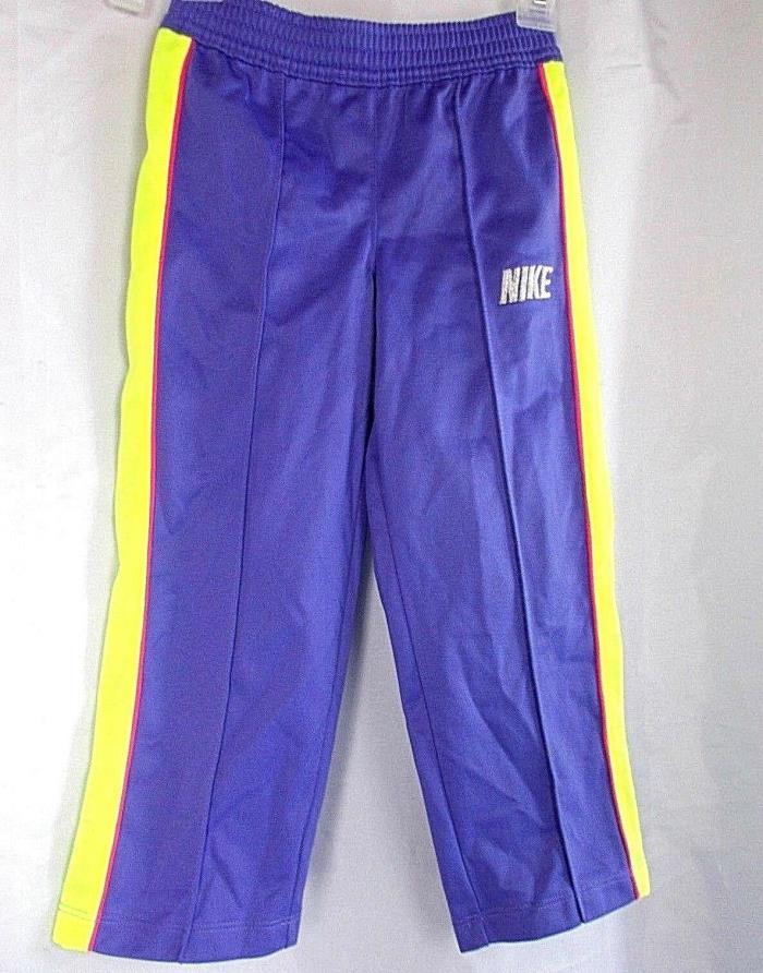 Nike Athletic Pants Purple Yellow Pink Stripe Logo Sparkle Girl's Size 4