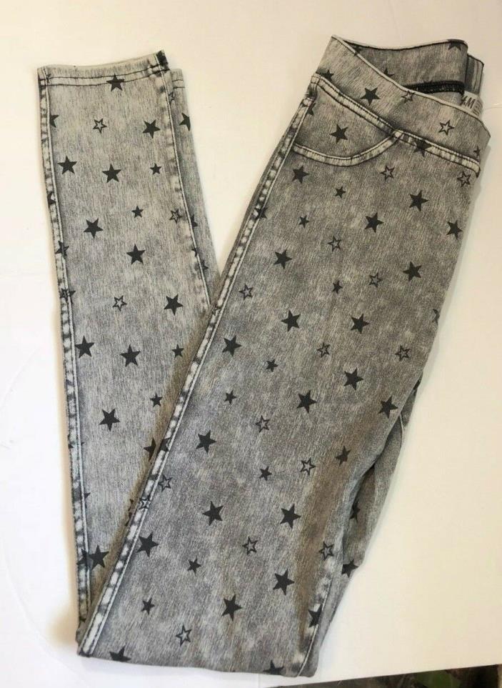 H& M Girls Jeggings Gray with Stars Size 14 years New