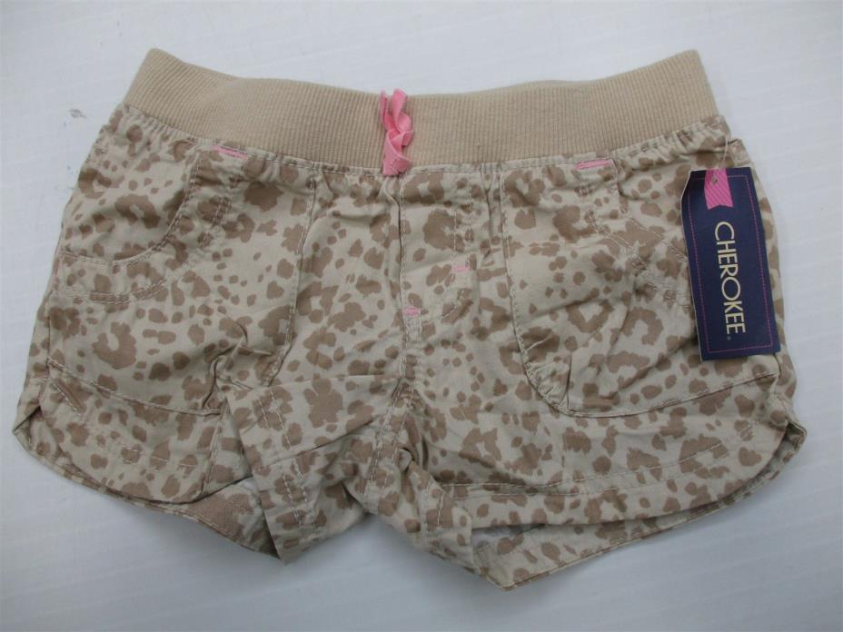 new CHEROKEE SH7871 Youth Girl's Size 5T Animal Print Natural Tan Cotton Shorts