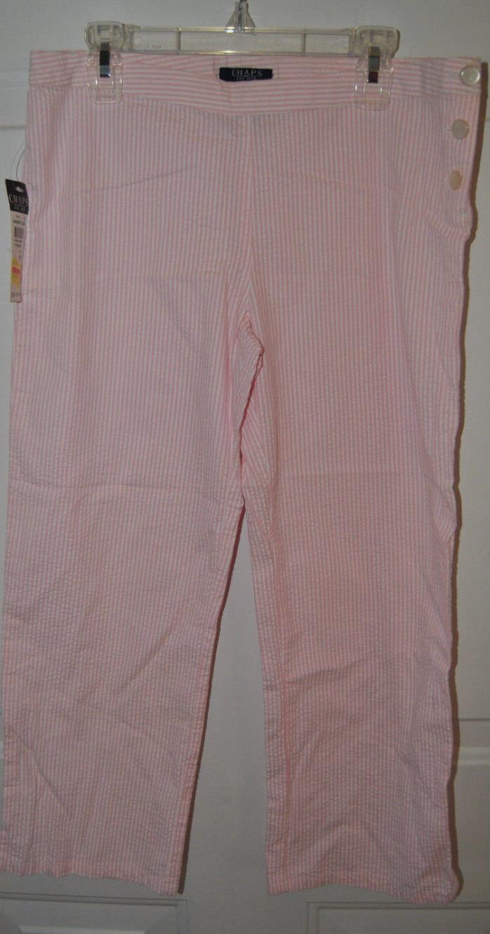 NEW GIRLS CHAP'S PINK AND WHITE STRIPED COTTON CAPRI'S PEDAL PUSHERS. SIZE 16