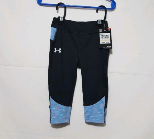 Girls Under Armour black blue pink compression pant 2T NEW