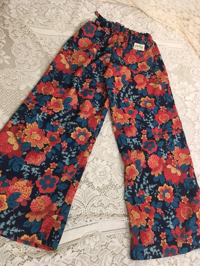 Persnickety Girls Pants Bottoms Wide Legged Floral Blue Orange Yellow Sz 8 EUC