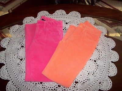 Girl's GAP KIDS Neon Corduroy Pants  Pink Orange  Size 7 Slim  Lot of 2