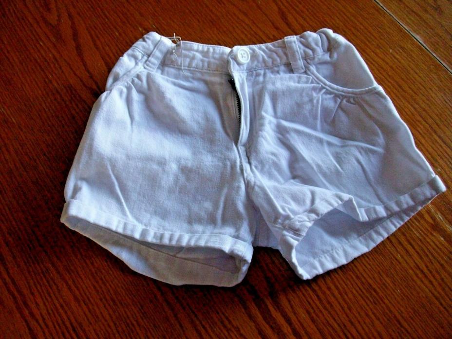 CHEROKEE Girl's 100% cotton white cuffed shorts w/ adjustable waist ~ S (6/6X)