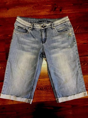 LIMITED TOO SUPER LOW Girls plus 14.5 Capri Jean DENIM BERMUDA Shorts Stitched