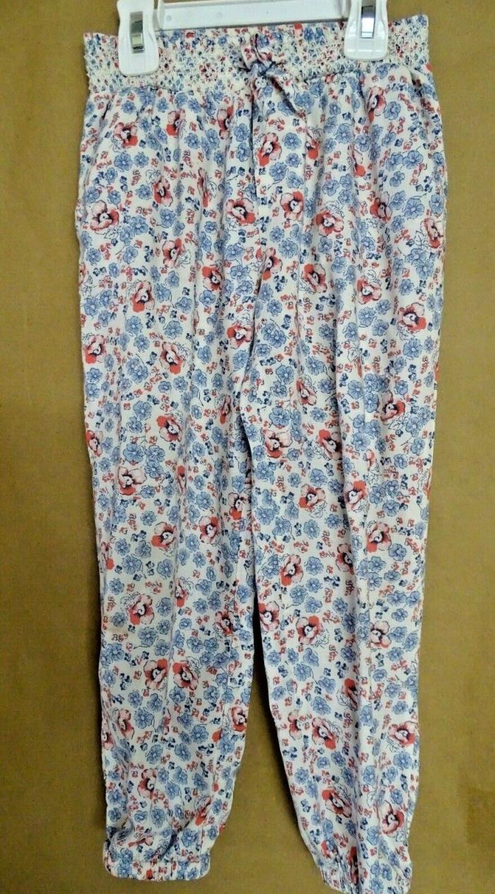 EUC POLO Ralph Lauren Little Girls Soft Pants Floral Blue Pink Elastic waist