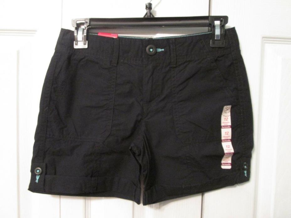 SO Sonoma Girls Black Roll Cuff  Adjustable Waist  Bermuda Shorts  Size 12  NWT