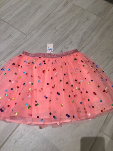 ~JUSTICE~Nwt Tulle Peach Polka Dots   Elastic Pull On Skirt Size 14 Birthday?