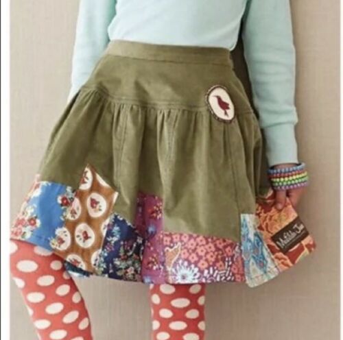Matilda Jane Spring Field Green Corduroy Skirt Girls 14 Excellent Condition