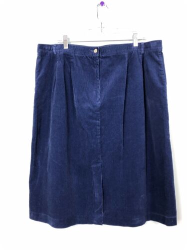 Women’s Blue Fine Wale Corduroy Pleated Skirt With Pockets Size 20W