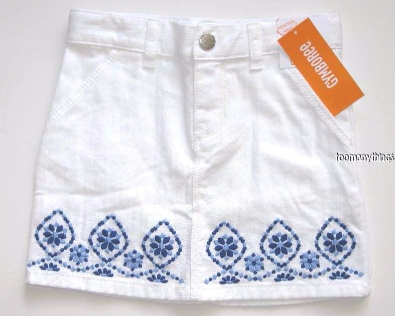 Gymboree Safari Sparkle Skirt Size 10 White Embroidered Girls Jean Denim New