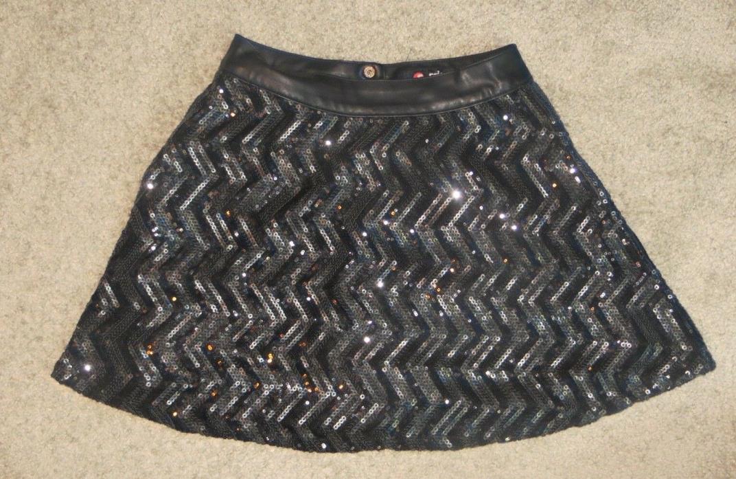 Scissor by Tractr Black Chevron Sequin Girls Skirt Size 12
