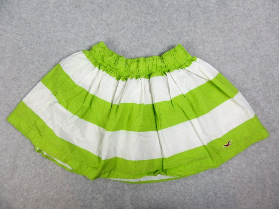 Hollister Mini Skirt Green White Striped Size Small Cotton Lined Full Flare