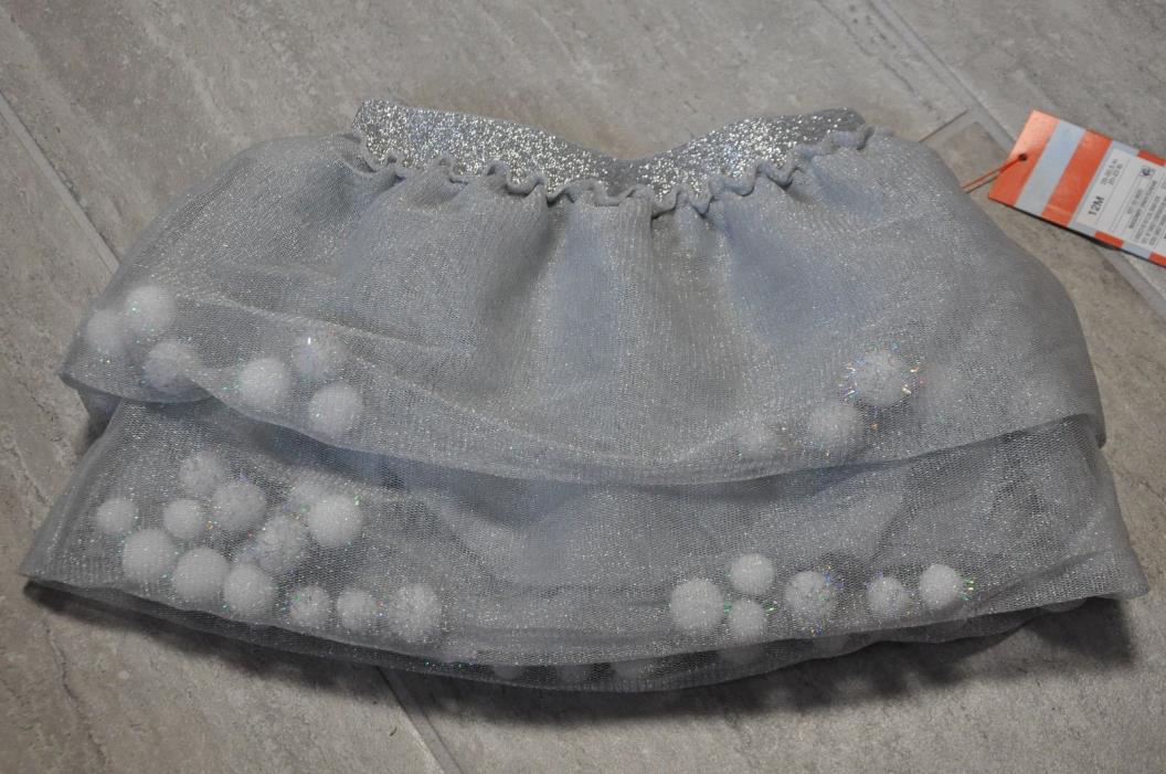 Girls Skirt Cat & Jack, Skirt Size 12 mo., Gray, Fancy with Pom Poms, Pageant