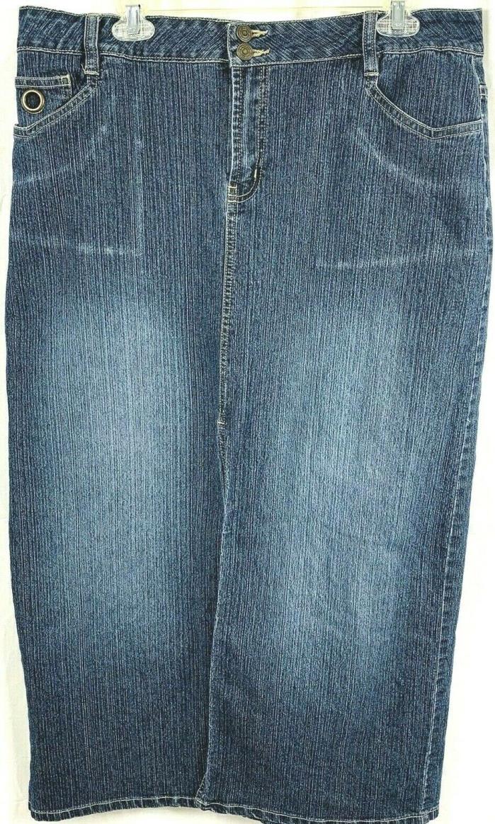No Boundaries jean skirt size Junior 17 solid long modest stretch casual