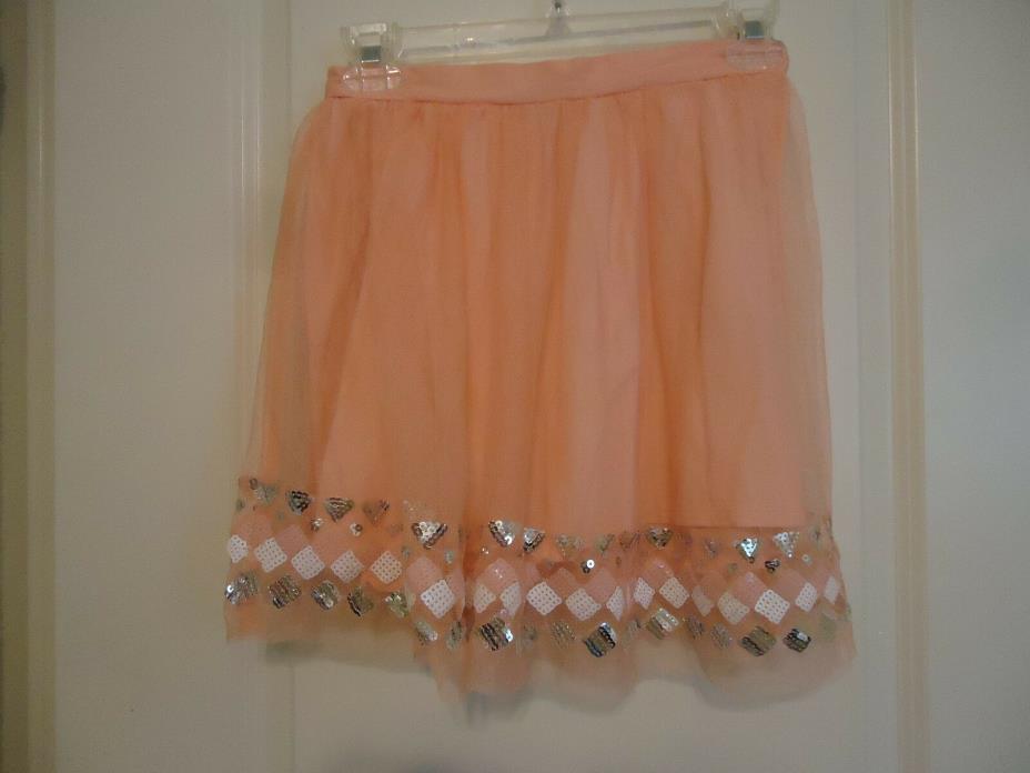 Cherokee Girl's 10-12 Peach Netting Skirt w/ Sequins Lined