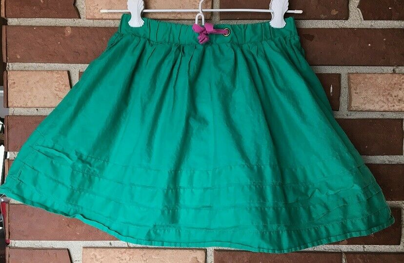 Mini Boden Girls 7 8 Green Purple Lined Twirl Woven Skirt Elastic Waist