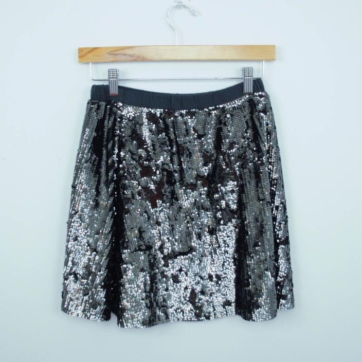 J Crew Crewcuts Girls Sequin Skirt Sz 8 Gray Silver Metallic