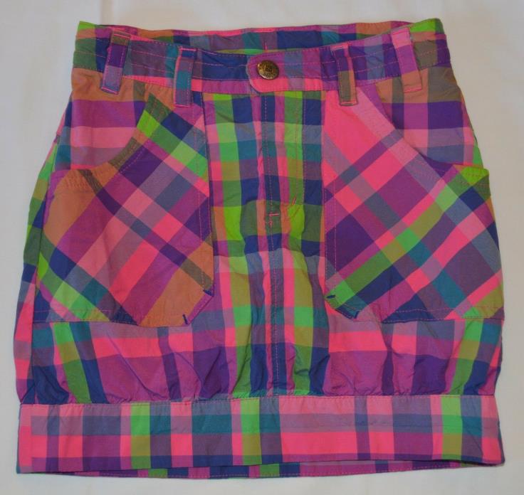Columbia Girls Plaid Bubble Skirt Pink Purple Green Omni-Shade Adjust Waist 6/6X