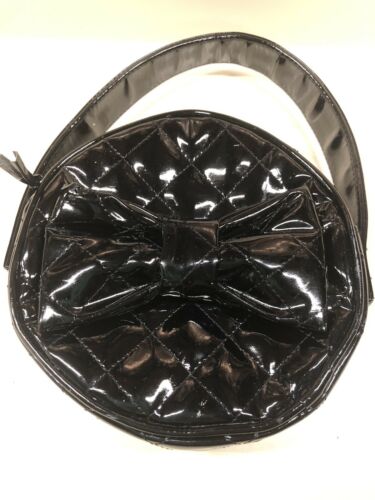 Childrens Place Girls Black Patent Round Bow Purse