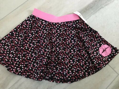 NEW Betsey Johnson Girls Black Skirt - Hearts / Lips - Size 7