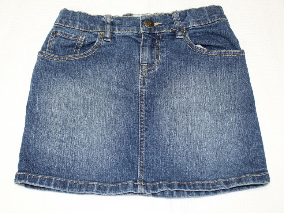 The Chidrens Place Size 8 Blue Jean Denim Skirt Girls Adjustable Waist Stretch