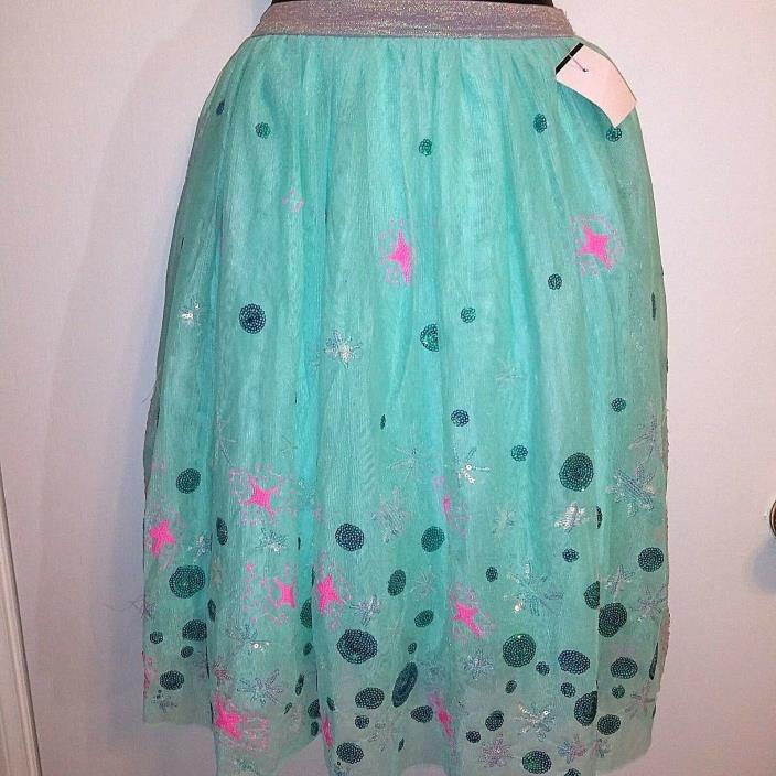 Girls' M (7/8) Tulle Midi Skirt with Sequins Cat & Jack Aqua Blue NEW