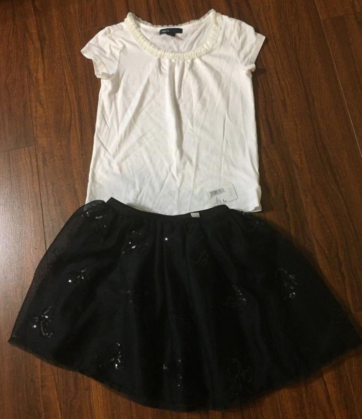 GAP KIDS AND CHILDREN'S PLACE GIRLS OUTFIT SIZE 6 SKIRT NEW BLACK SPARKLE