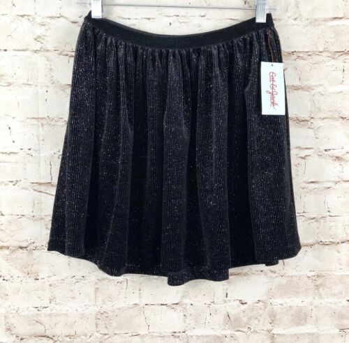 Cat Jack Girls Sparkle Velvet Elastic Skirt Size XL 14/16 Black NWT