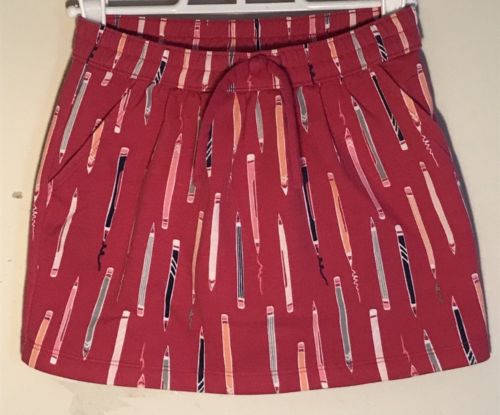 Gymboree Little Girl’s Sz 7 Skirt Elastic Waist Pink w/ Pencils Cotton Blend EUC