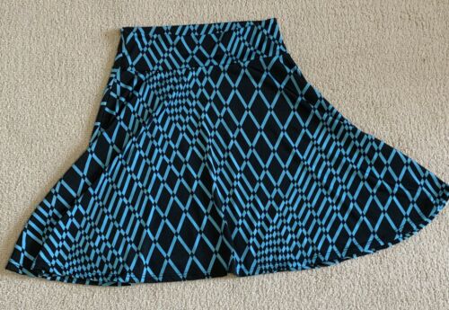 NWOT LuLaRoe Kids Azure Skirt Size 8 Teal Blue Turquoise Black Diamonds Lines