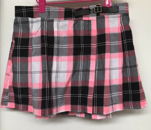 Justice Girls Skort Size 16 Plaid Pink Black White And Gray NWT