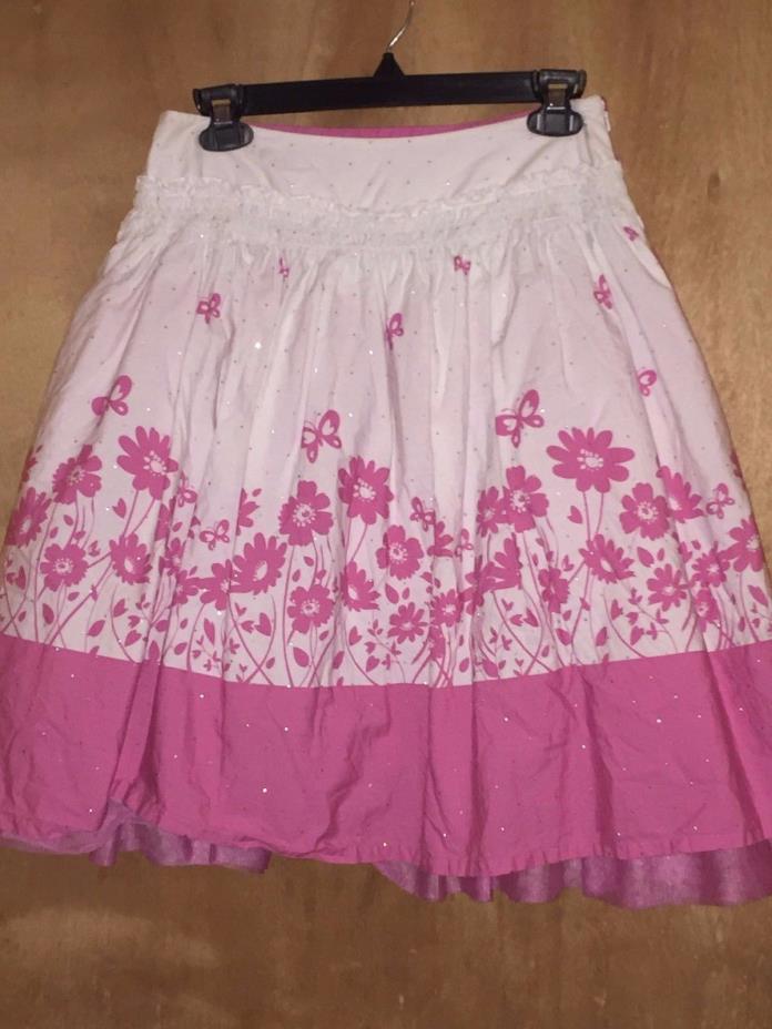 The Children's Place White Pink Floral Butterfly Skirt Glitter Crinoline Sz 14