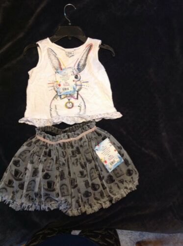 Disney D Signed Alice in Wonderland Rabbit Hat Tulle Skirt Set Tank XS 6 outfit